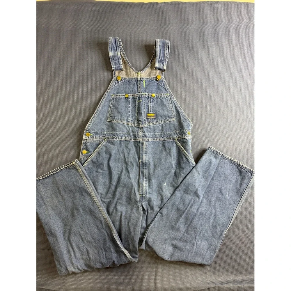 Vintage OshKosh Bgosh Vestbak Denim Overalls Mens 38x29 Made in USA Blue
